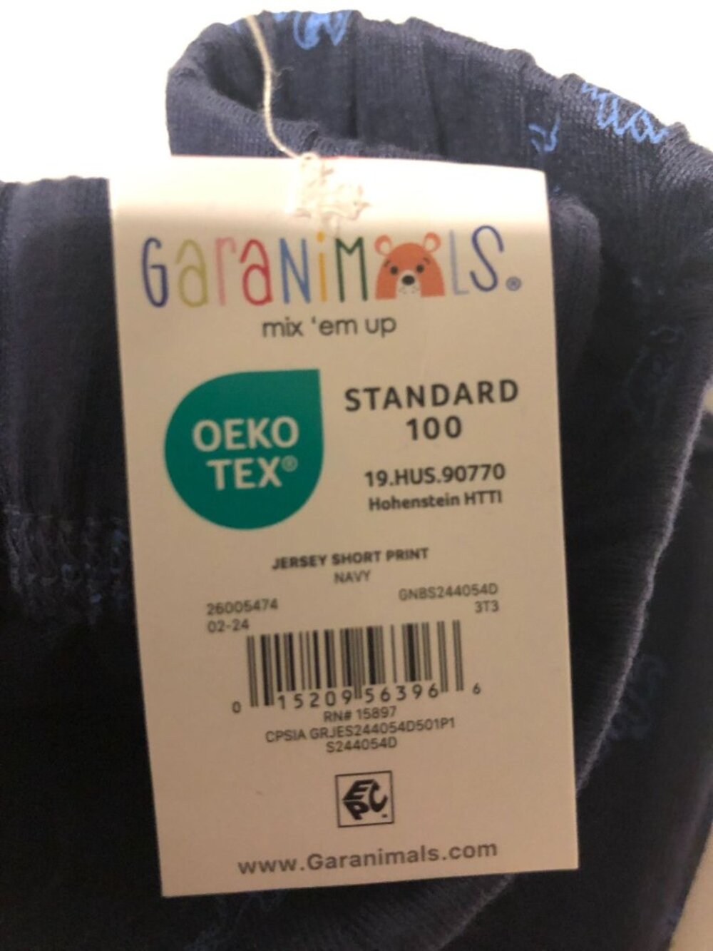 Garanimals Baby Shorts Navy Dinosaur Print 3-6 Months 100% Cotton Elastic Waist - Picture 4 of 5